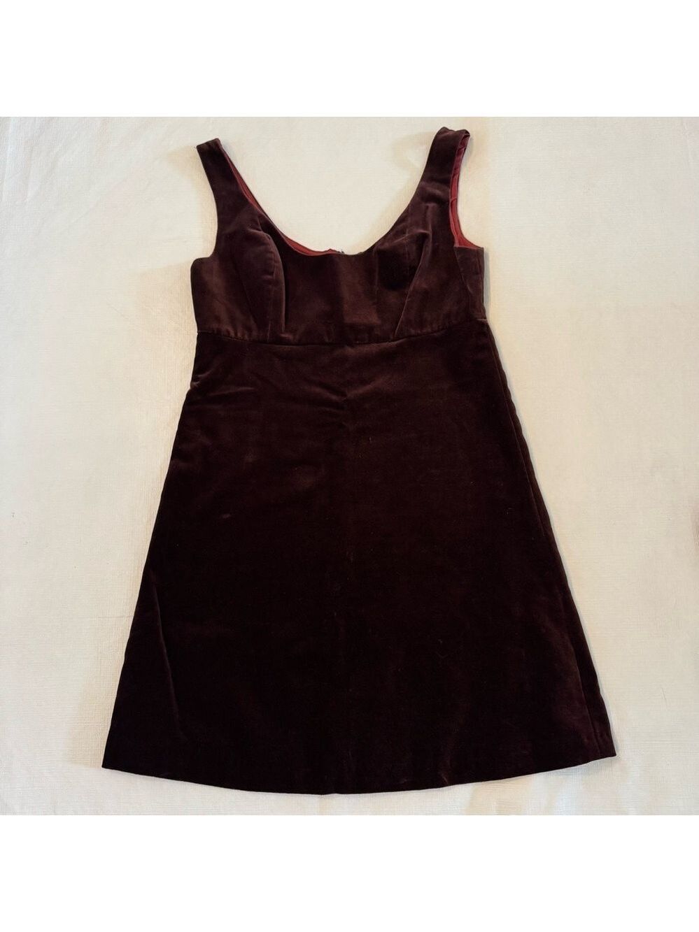 Vintage Mini Sleeveless Burgundy Dress size 10 velvet